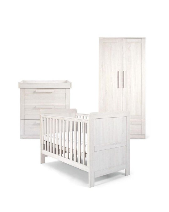 Atlas 3 Piece Cotbed Set with Dresser Changer and Wardrobe- White image number 2